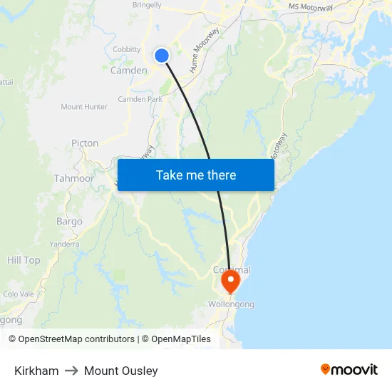 Kirkham to Mount Ousley map
