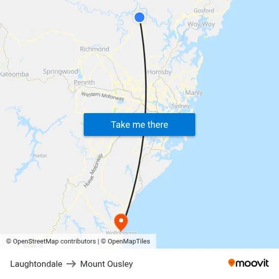 Laughtondale to Mount Ousley map