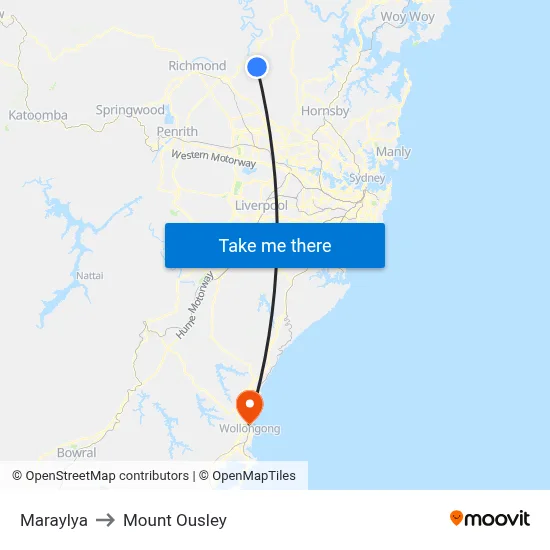 Maraylya to Mount Ousley map
