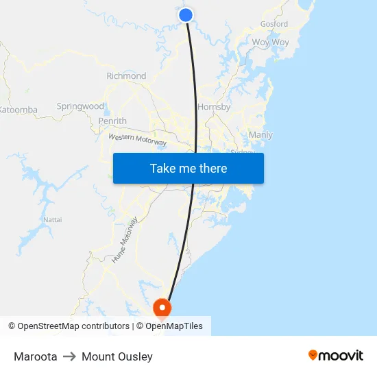 Maroota to Mount Ousley map