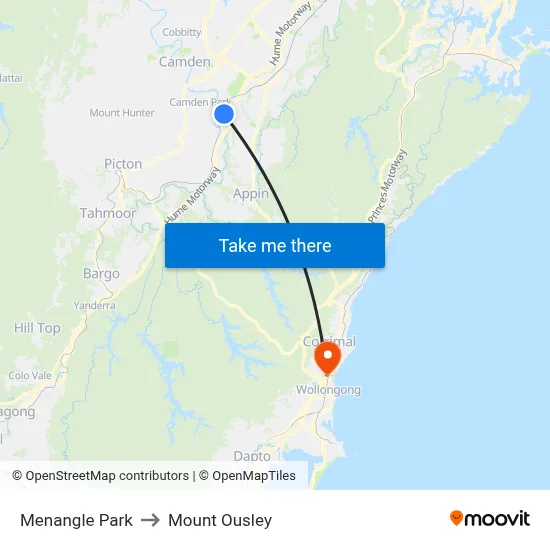 Menangle Park to Mount Ousley map