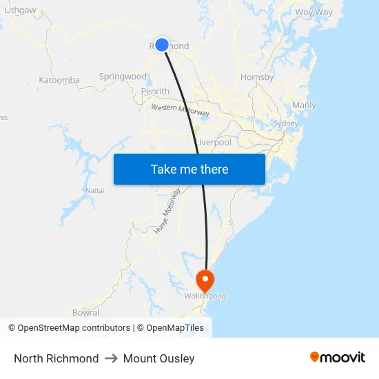 North Richmond to Mount Ousley map