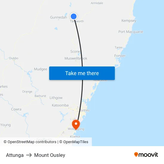 Attunga to Mount Ousley map
