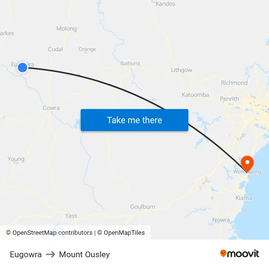 Eugowra to Mount Ousley map