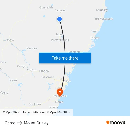 Garoo to Mount Ousley map