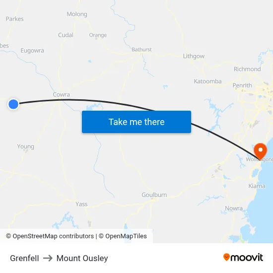Grenfell to Mount Ousley map