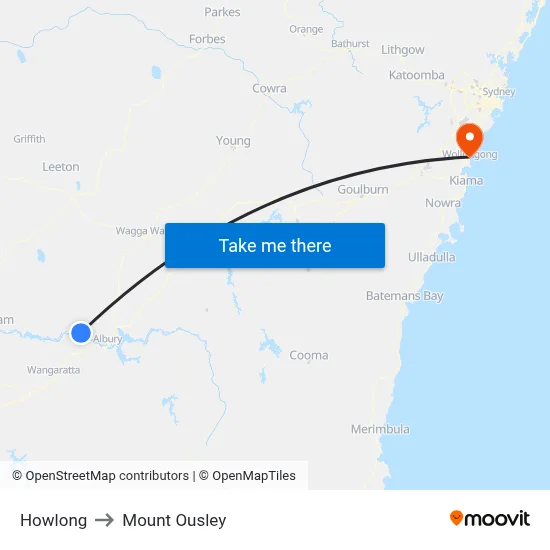 Howlong to Mount Ousley map