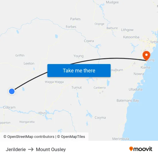 Jerilderie to Mount Ousley map