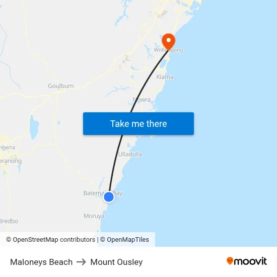 Maloneys Beach to Mount Ousley map