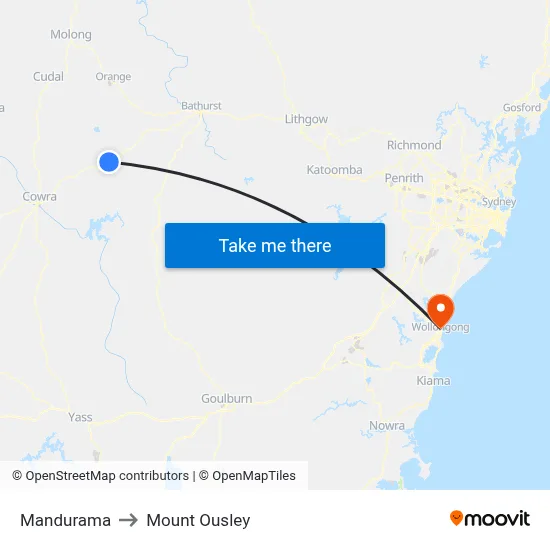 Mandurama to Mount Ousley map