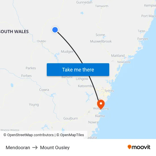 Mendooran to Mount Ousley map