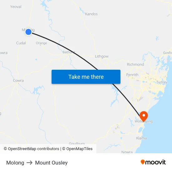 Molong to Mount Ousley map