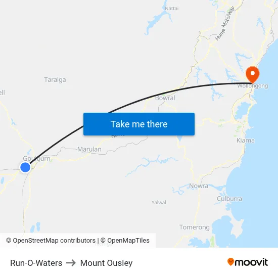 Run-O-Waters to Mount Ousley map