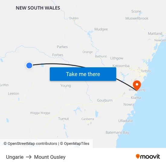 Ungarie to Mount Ousley map