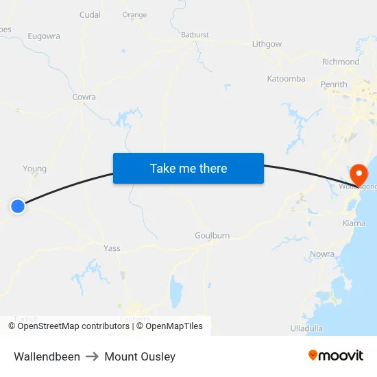 Wallendbeen to Mount Ousley map