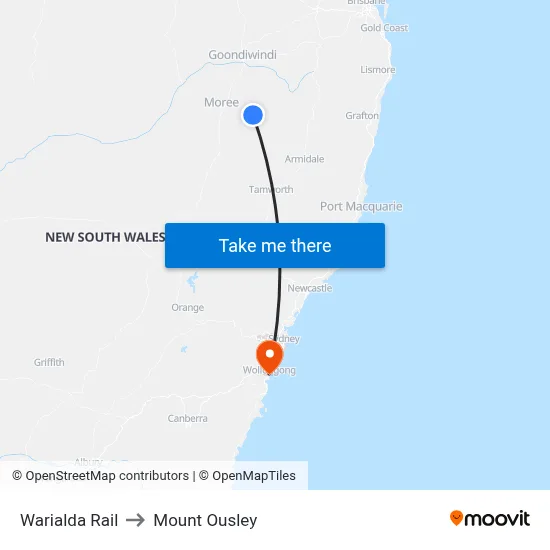 Warialda Rail to Mount Ousley map