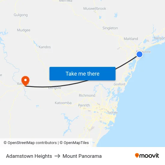 Adamstown Heights to Mount Panorama map