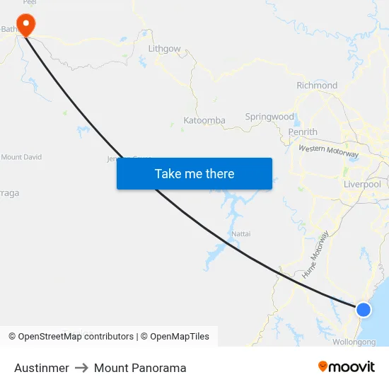 Austinmer to Mount Panorama map
