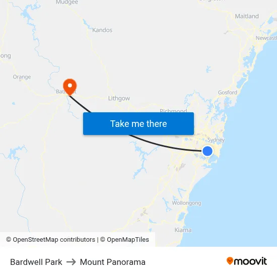 Bardwell Park to Mount Panorama map