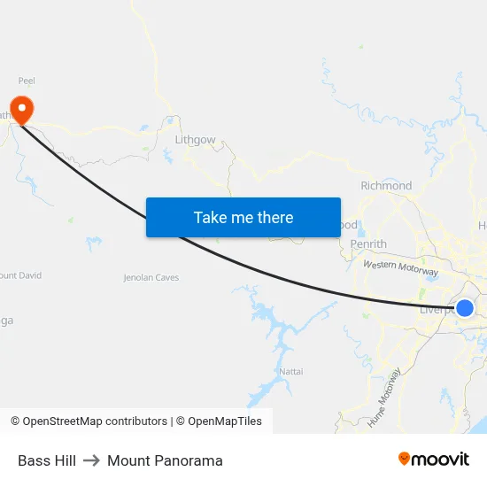 Bass Hill to Mount Panorama map