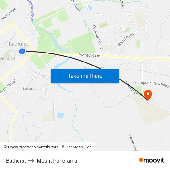 Bathurst to Mount Panorama map