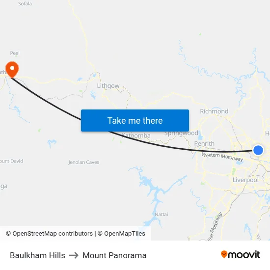 Baulkham Hills to Mount Panorama map