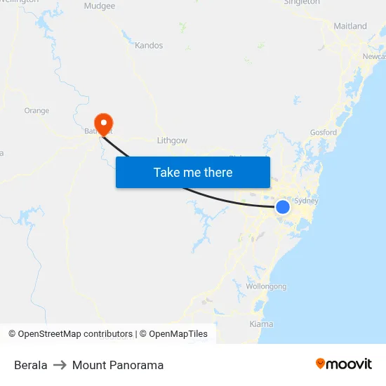 Berala to Mount Panorama map