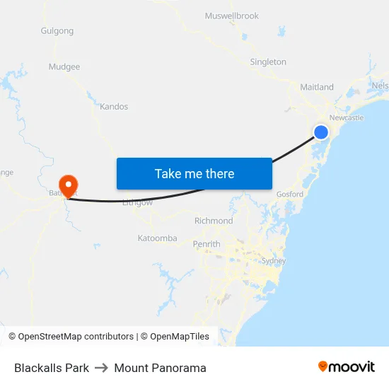Blackalls Park to Mount Panorama map
