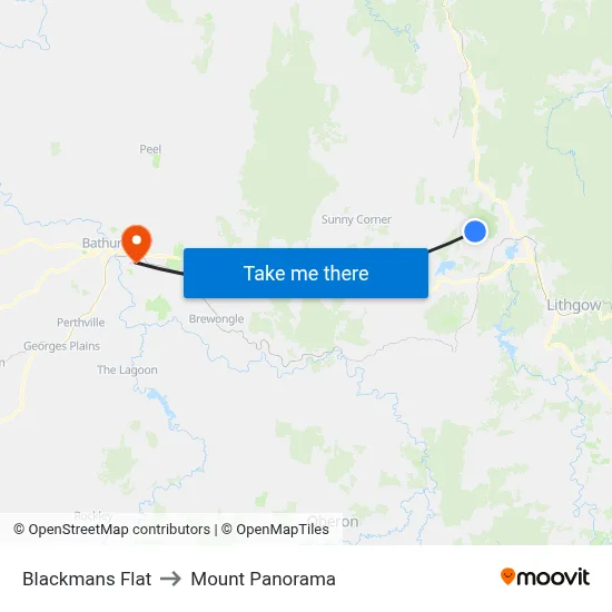 Blackmans Flat to Mount Panorama map
