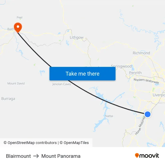 Blairmount to Mount Panorama map