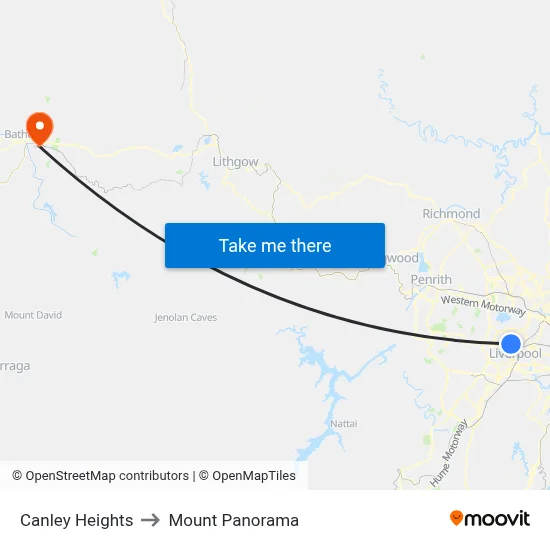 Canley Heights to Mount Panorama map