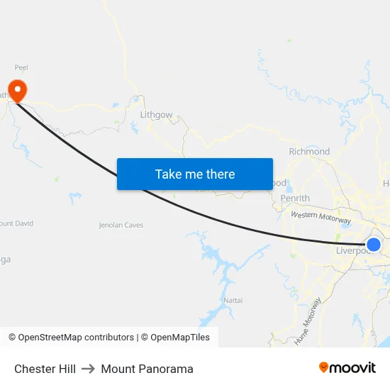 Chester Hill to Mount Panorama map