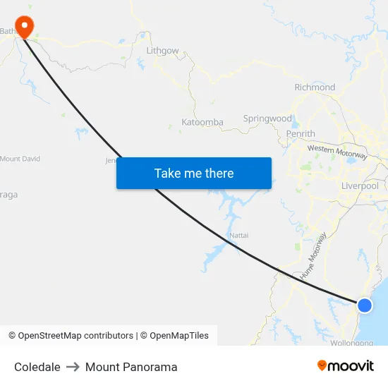 Coledale to Mount Panorama map