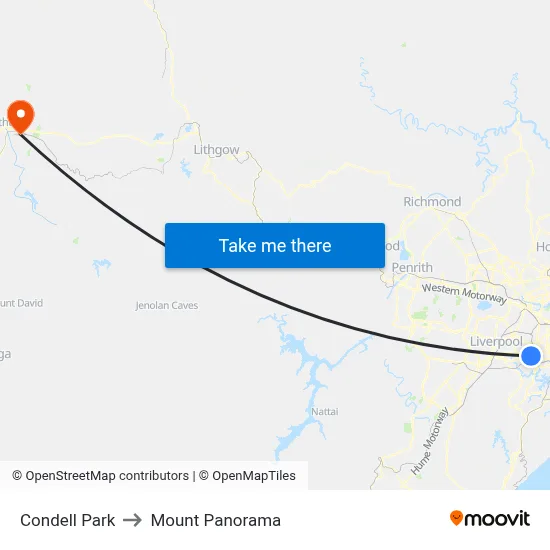 Condell Park to Mount Panorama map