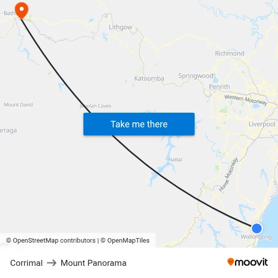 Corrimal to Mount Panorama map