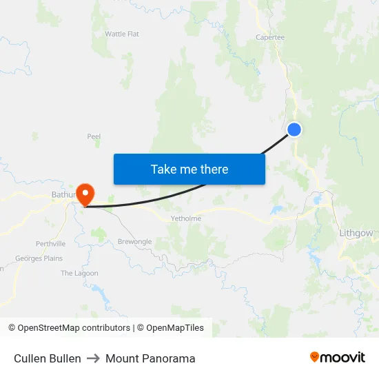 Cullen Bullen to Mount Panorama map