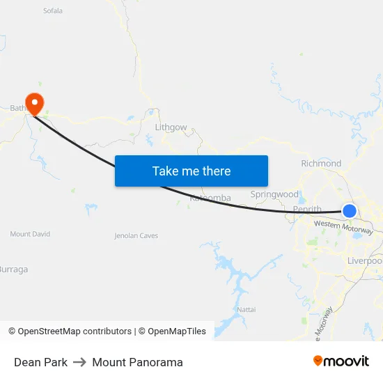 Dean Park to Mount Panorama map