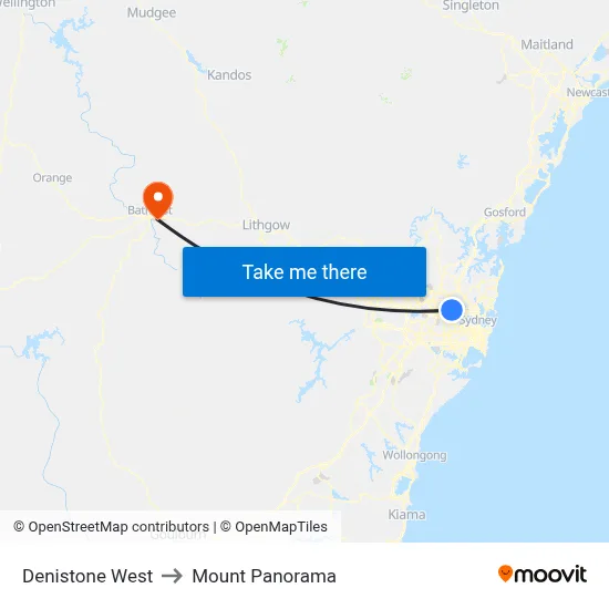 Denistone West to Mount Panorama map