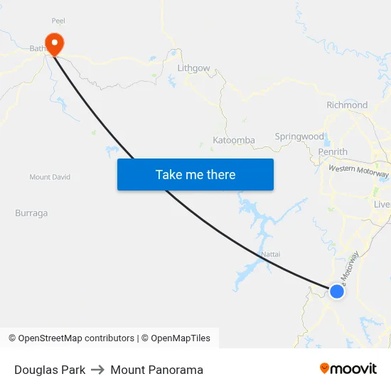 Douglas Park to Mount Panorama map