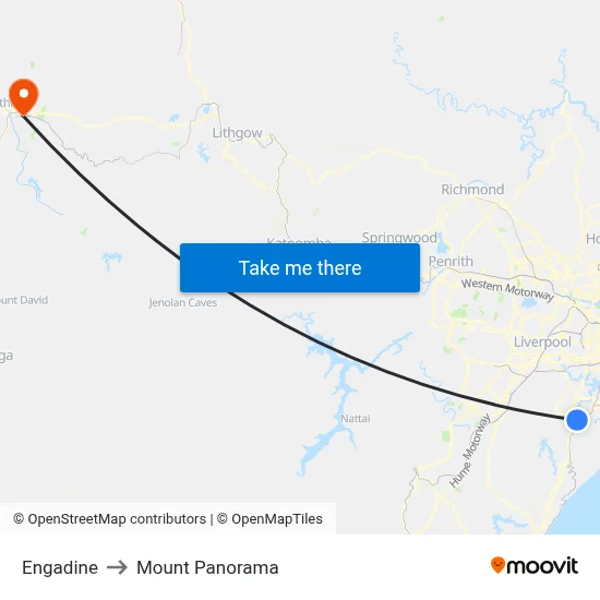 Engadine to Mount Panorama map