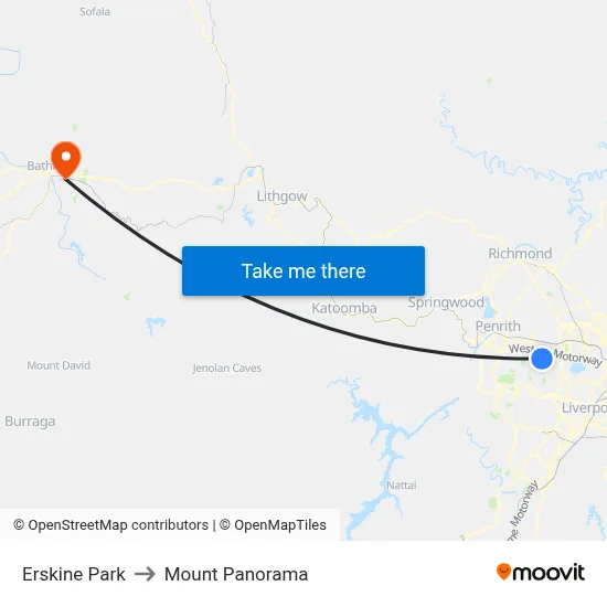 Erskine Park to Mount Panorama map