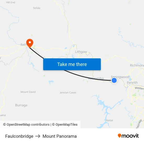 Faulconbridge to Mount Panorama map