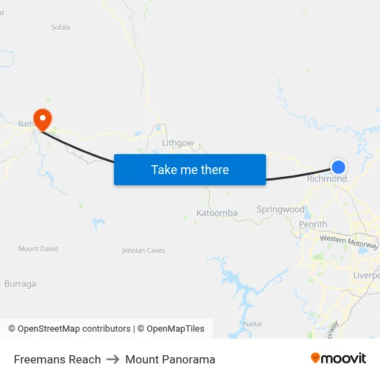 Freemans Reach to Mount Panorama map