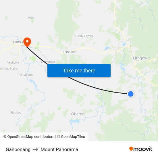 Ganbenang to Mount Panorama map