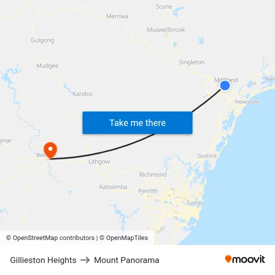 Gillieston Heights to Mount Panorama map