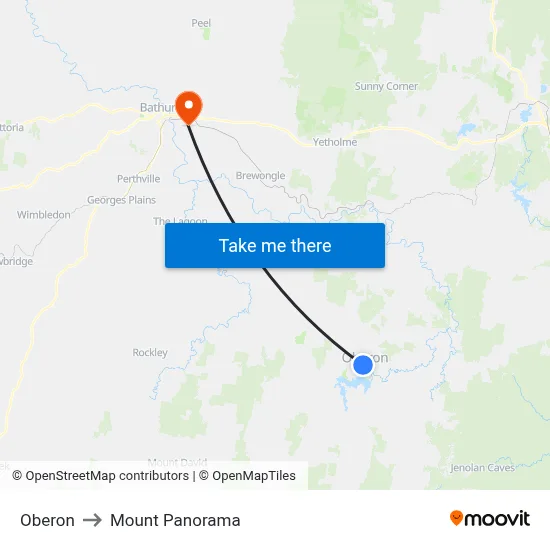 Oberon to Mount Panorama map