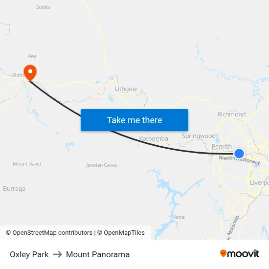 Oxley Park to Mount Panorama map