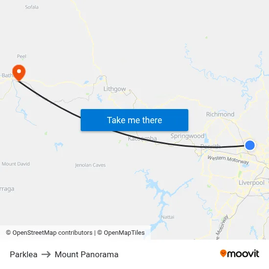Parklea to Mount Panorama map