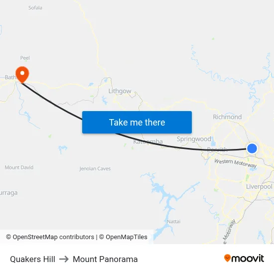 Quakers Hill to Mount Panorama map