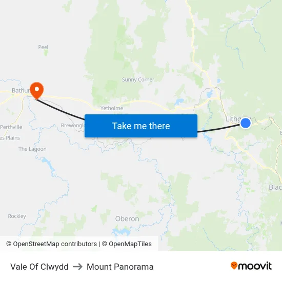 Vale Of Clwydd to Mount Panorama map